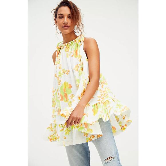 Free People Women’s Fleur Cotton Printed Tunic Retro Combo Size Small - Picture 1 of 16